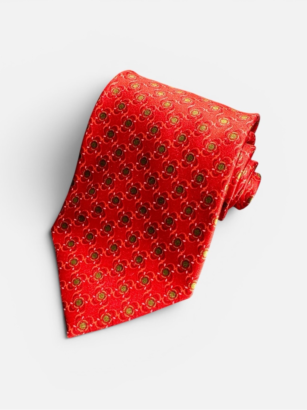 NEW Ermenegildo Zegna mens red dotted pattern 100% silk luxury tie NWT